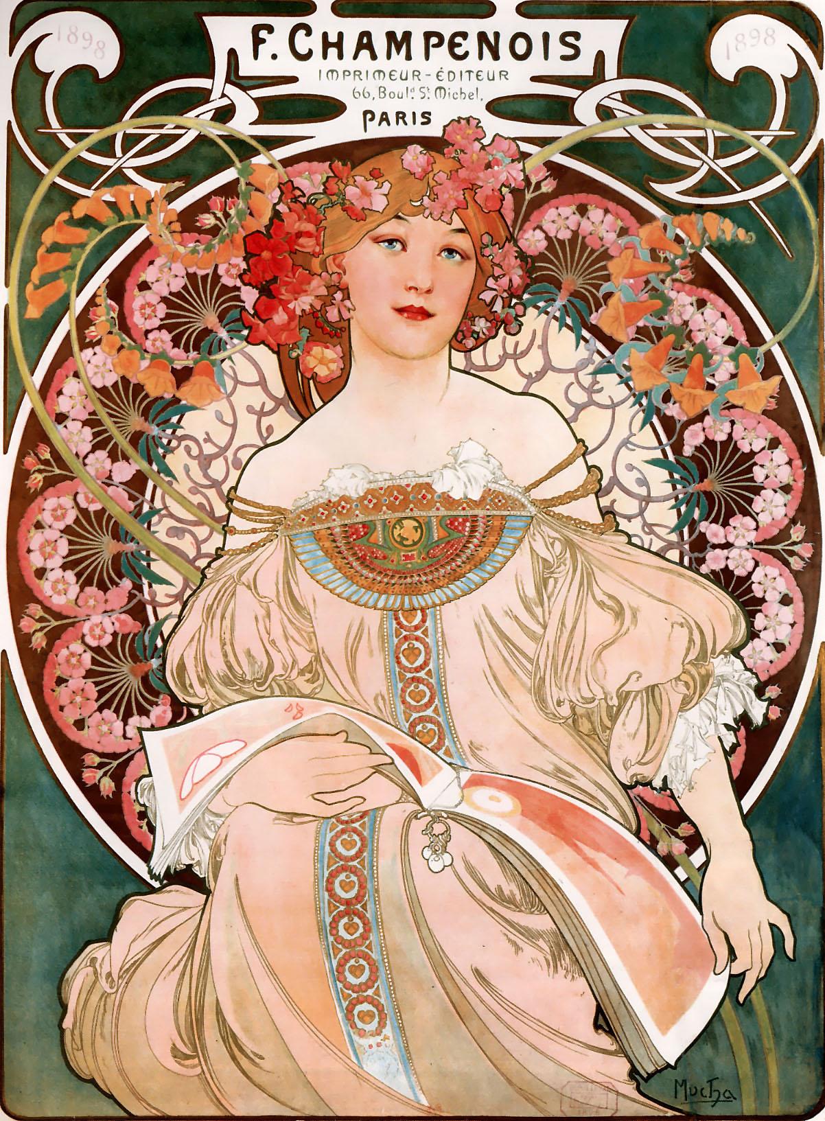 F. Champenois — Alphonse Mucha, original artwork; not a product photo