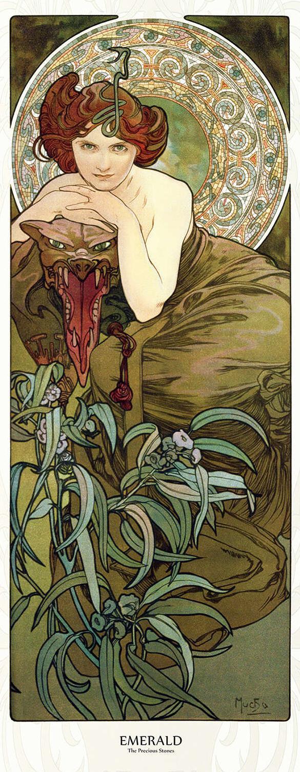 Emerald — Alphonse Mucha, original artwork; not a product photo