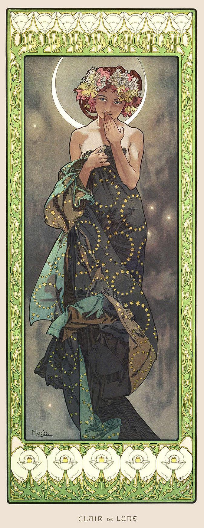 The Moon — Alphonse Mucha, original artwork; not a product photo
