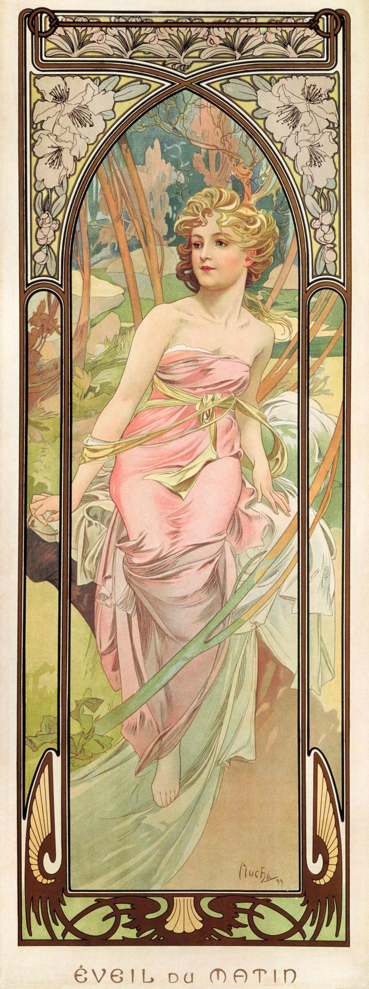 Morning Awakening — Alphonse Mucha, original artwork; not a product photo
